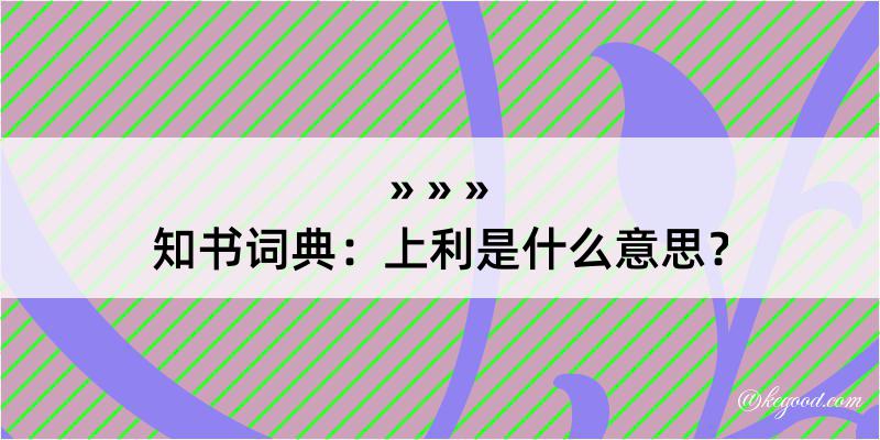 知书词典：上利是什么意思？