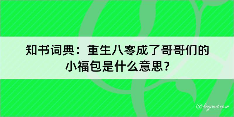 知书词典：重生八零成了哥哥们的小福包是什么意思？