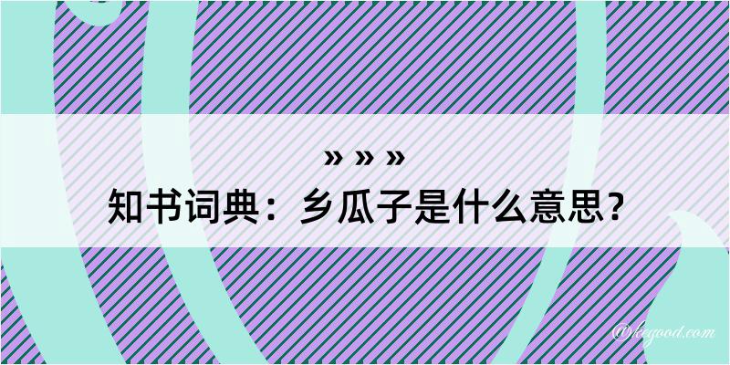 知书词典：乡瓜子是什么意思？