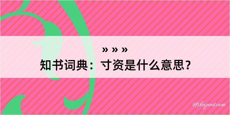 知书词典：寸资是什么意思？