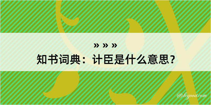 知书词典：计臣是什么意思？