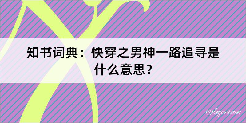 知书词典：快穿之男神一路追寻是什么意思？