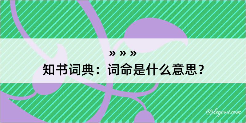 知书词典：词命是什么意思？