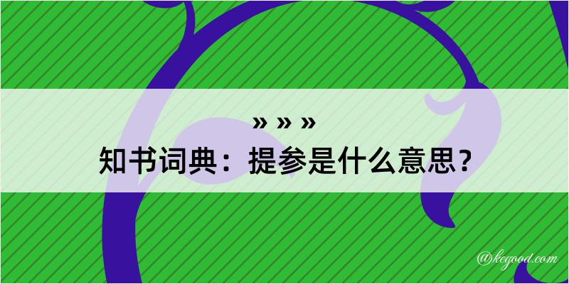 知书词典：提参是什么意思？