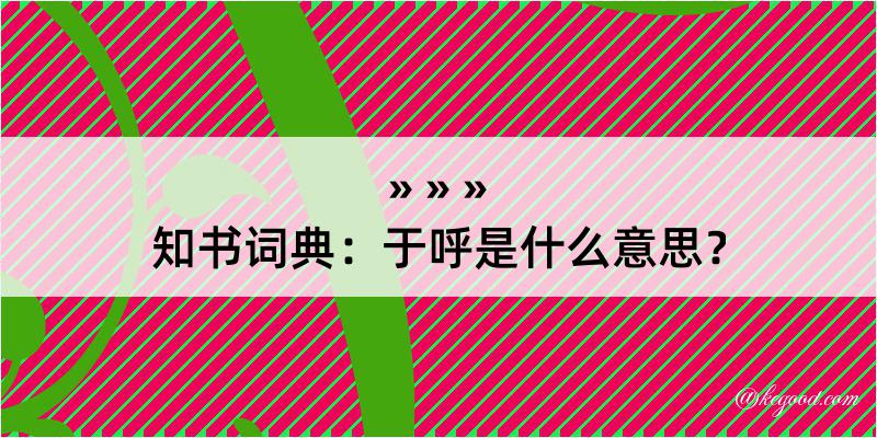 知书词典：于呼是什么意思？