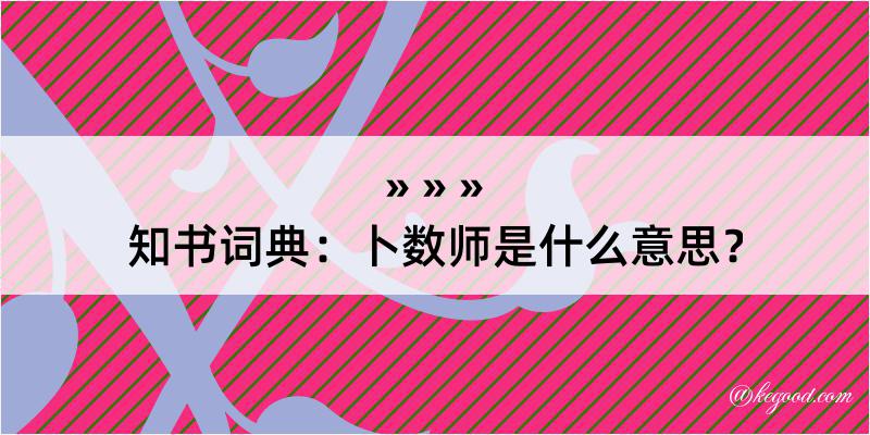 知书词典：卜数师是什么意思？