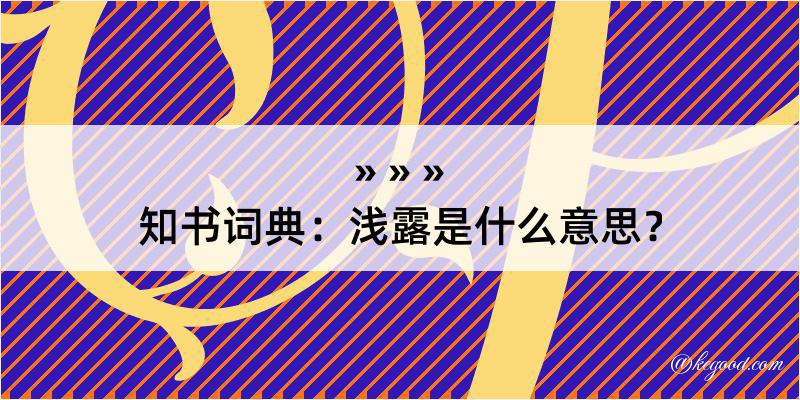 知书词典：浅露是什么意思？