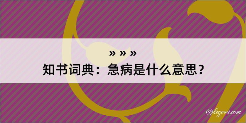 知书词典：急病是什么意思？