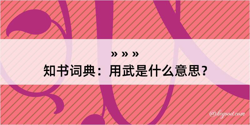 知书词典：用武是什么意思？