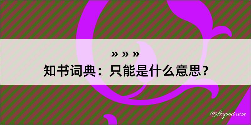 知书词典：只能是什么意思？