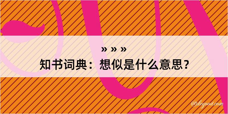 知书词典：想似是什么意思？