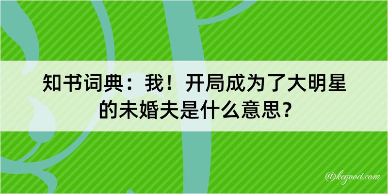 知书词典：我！开局成为了大明星的未婚夫是什么意思？