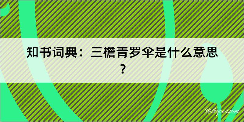 知书词典：三檐青罗伞是什么意思？