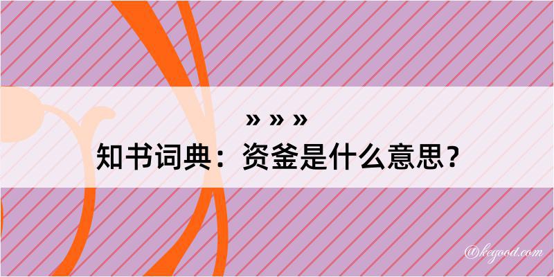 知书词典：资釜是什么意思？