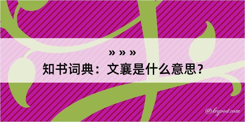 知书词典：文襄是什么意思？