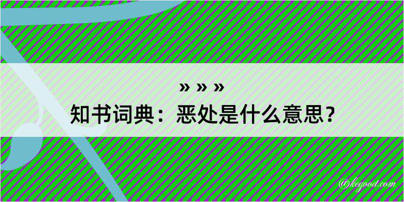 知书词典：恶处是什么意思？