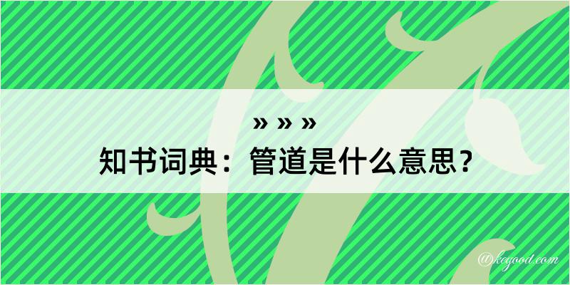 知书词典：管道是什么意思？