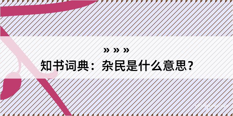 知书词典：杂民是什么意思？