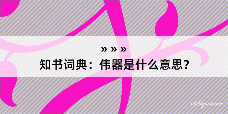 知书词典：伟器是什么意思？