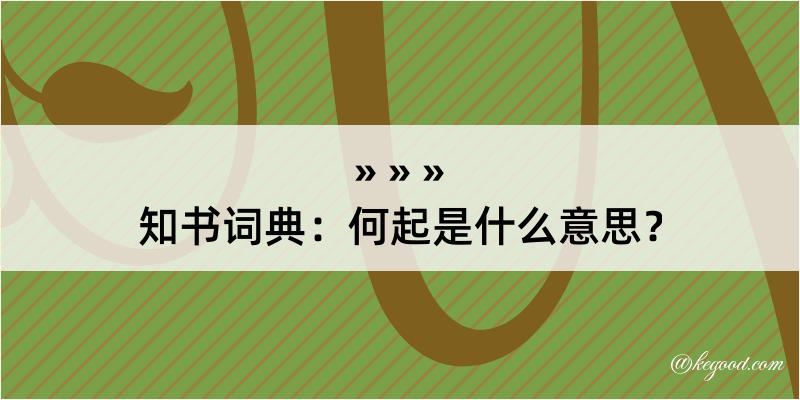 知书词典：何起是什么意思？