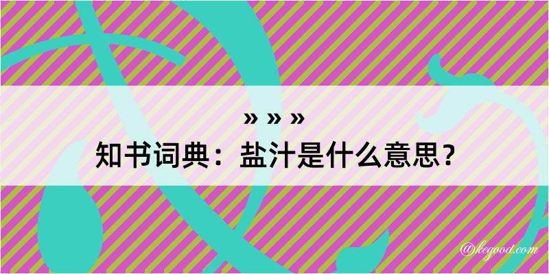 知书词典：盐汁是什么意思？