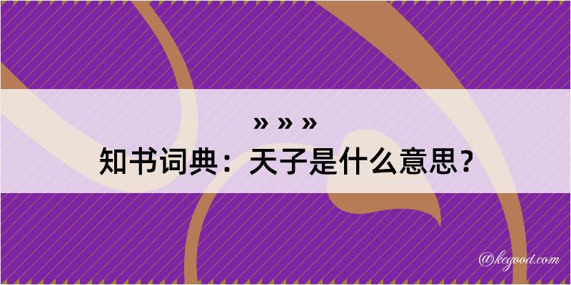 知书词典：天子是什么意思？