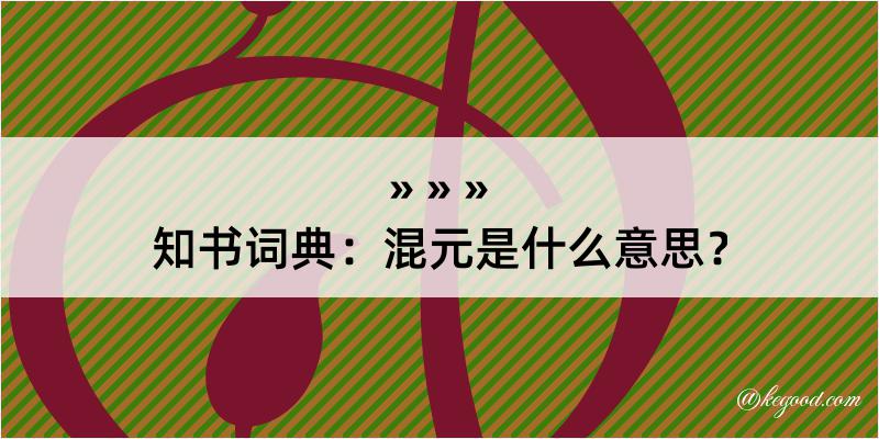 知书词典：混元是什么意思？