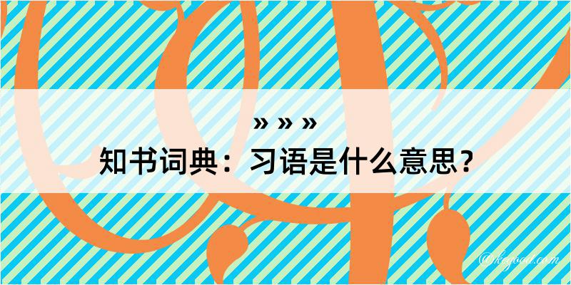 知书词典：习语是什么意思？