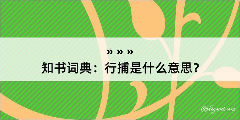 知书词典：行捕是什么意思？