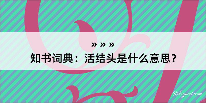 知书词典：活结头是什么意思？