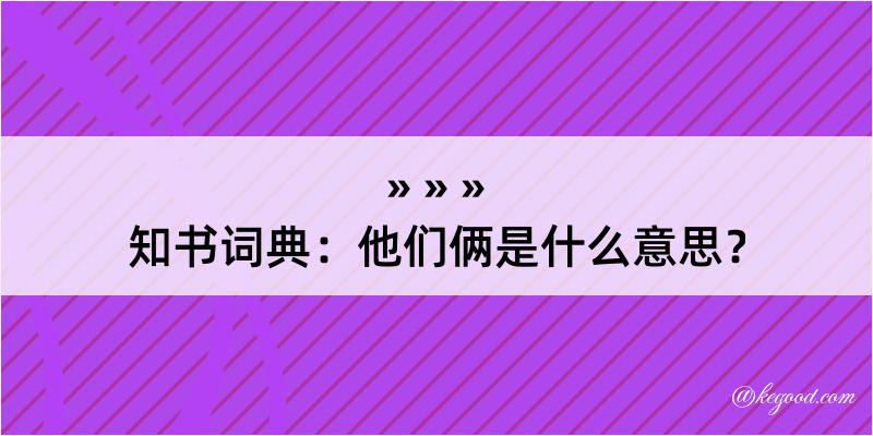 知书词典：他们俩是什么意思？