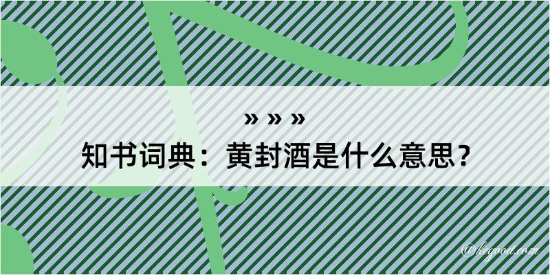 知书词典：黄封酒是什么意思？