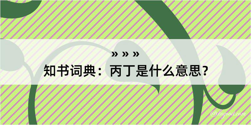 知书词典：丙丁是什么意思？