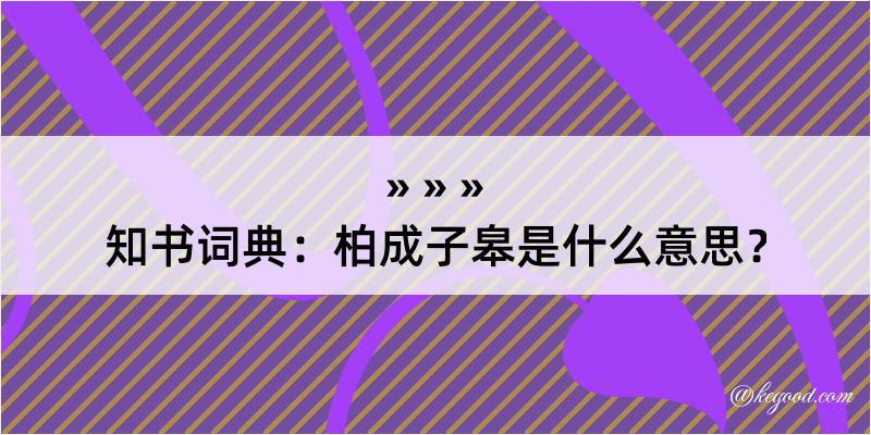 知书词典：柏成子皋是什么意思？