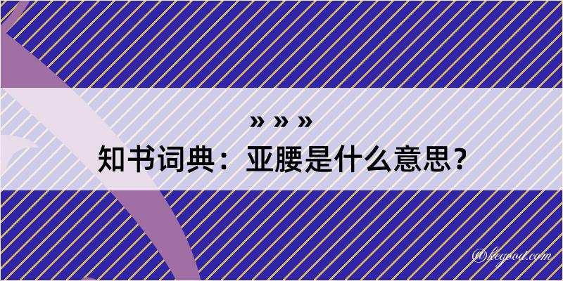 知书词典：亚腰是什么意思？