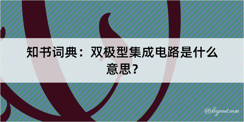 知书词典：双极型集成电路是什么意思？