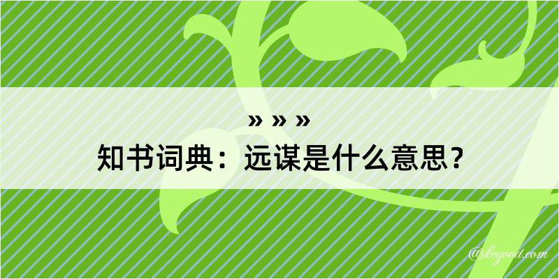 知书词典：远谋是什么意思？