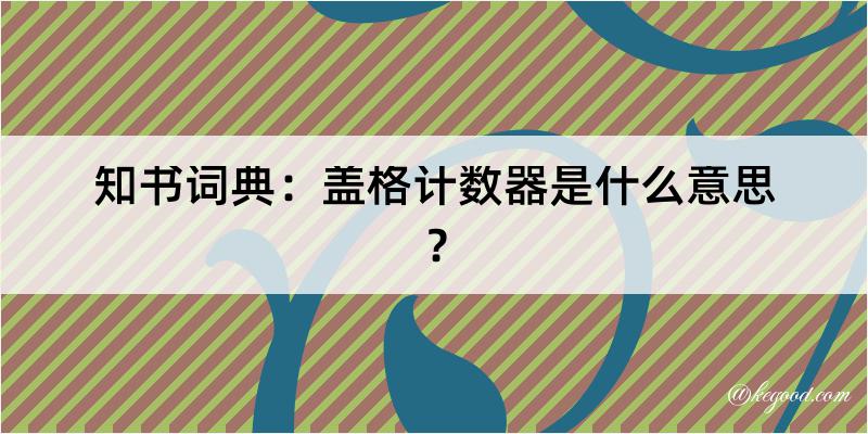 知书词典：盖格计数器是什么意思？