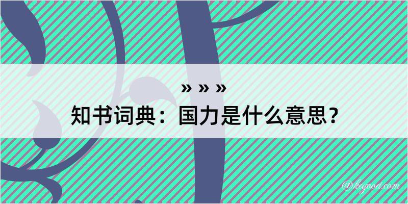 知书词典：国力是什么意思？