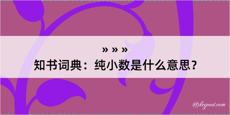 知书词典：纯小数是什么意思？