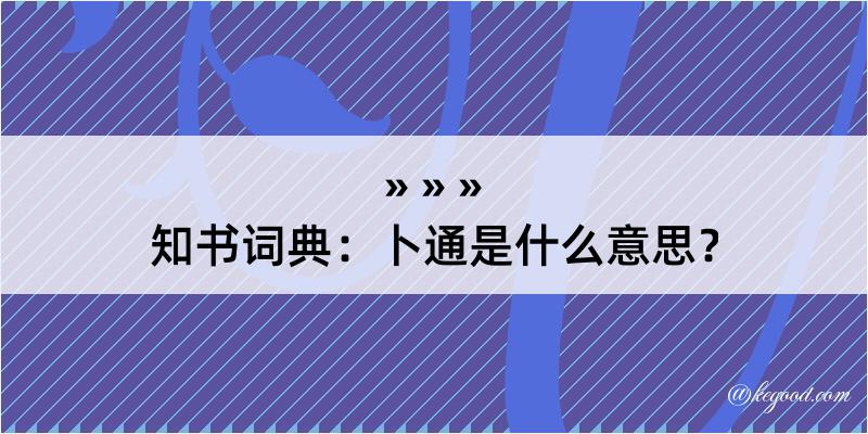 知书词典：卜通是什么意思？