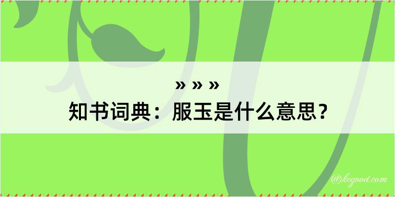 知书词典：服玉是什么意思？