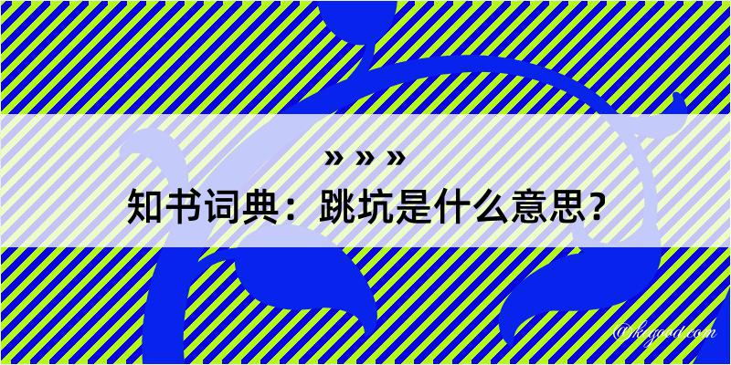 知书词典：跳坑是什么意思？