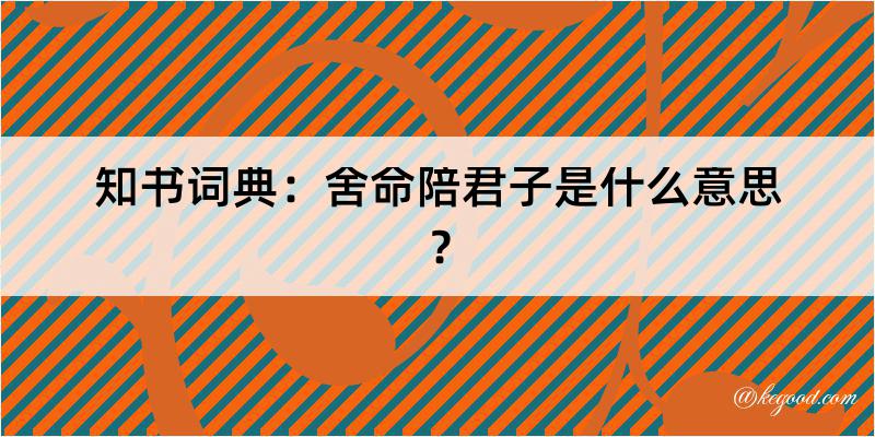 知书词典：舍命陪君子是什么意思？