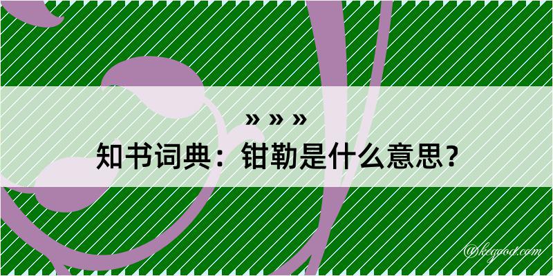 知书词典：钳勒是什么意思？