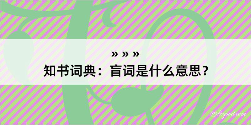 知书词典：盲词是什么意思？