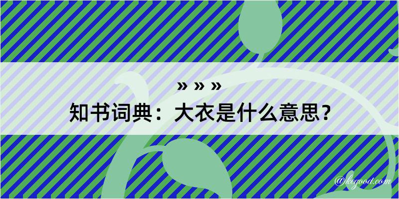 知书词典：大衣是什么意思？