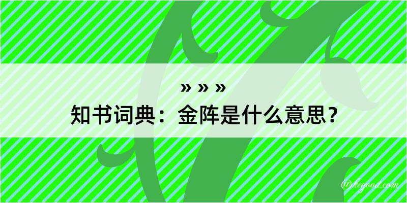 知书词典：金阵是什么意思？