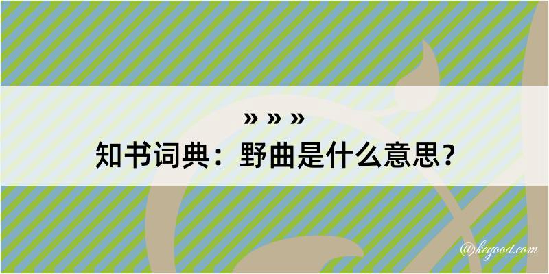 知书词典：野曲是什么意思？