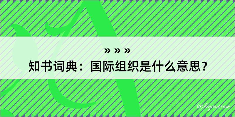 知书词典：国际组织是什么意思？